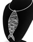 Fashion Silver Fish Necklace Alloy Geometric Hollow Tropical Fish Necklace