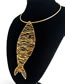 Fashion Gold Fish Necklace Alloy Geometric Hollow Tropical Fish Necklace