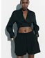 Fashion Black Polyester High Waist Lace Up Shorts