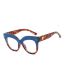 Fashion Upper Blue And Lower Blue Flowers With White Slices Pc Rice Nail Large Frame Cat Eye Mirror Glasses