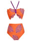 Fashion Orange Print Polyester Halter Neck Strap Tube Top Printed Two-piece Swimsuit Three-piece Set