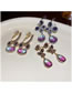 Fashion Purple Triangle Butterfly Alloy Diamond Butterfly Drop Earrings