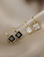 Fashion Black Geometric Square Diamond Stud Earrings