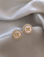 Fashion Gold Pure Copper Bow Pearl Round Stud Earrings
