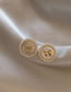 Fashion Gold Pure Copper Bow Pearl Round Stud Earrings