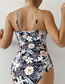 Fashion Black Polyester Print One-piece Swimsuit