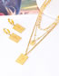 Fashion Necklace + Earrings Titanium Steel Round Plate Character Square Plate Earring Necklace Set