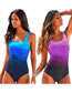 Fashion Purple Polyester Ombre Print One-piece Swimsuit