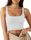 Fashion Brown Polyester Ribbed Square Neck Tank Top
