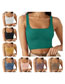 Fashion Lotus Color Polyester Ribbed Square Neck Tank Top