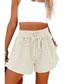Fashion White Polyester Lace-up Elastic Shorts