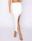 Fashion White Polyester Pleated Slit Skirt