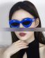 Fashion Blue Plastic Cat Eye Bubble Sunglasses