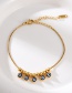 Fashion Gold Titanium Oil Drip Eye Beaded Charm Bracelet