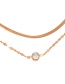 Fashion Rose Gold Double Layer Titanium Steel Inlaid Zirconium Round Pendant Snake Chain Bracelet
