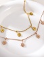 Fashion Rose Gold Titanium Steel Flower Pendant Chain Anklet