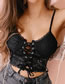 Fashion Apricot Hollow Out Cross Strap Lace Underwear
