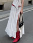 Fashion White Cotton Layered Slit Skirt
