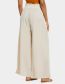 Fashion White Polyester Lace-up High-waist Wide-leg Trousers