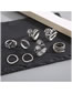 Fashion Silver Alloy Diamond Geometric Leaf Ring Set