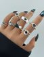 Fashion Silver Alloy Diamond Drop Oil Heart Playing Card Ring Set