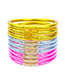 Fashion Mixed Color Purple Pvc Silicone Tube Gold Powder Bracelet Set