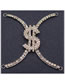 Fashion Silver Geometric Rhinestone Dollar Sign Body Chain