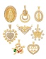 Fashion Golden 6 Copper Inlaid Zircon Hollow Heart Pendant Accessories