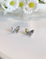 Fashion Silver Alloy Diamond Butterfly Stud Earrings