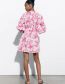 Fashion Pink Polyester Print Tie Dress