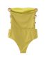Fashion Yellow-green Polyester Crinkled One-piece Swimsuit