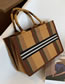 Fashion Large Brown Canvas Check Large Tote Bag