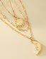 Fashion Gold Alloy Geometric Sun Moon Multilayer Necklace