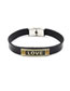Fashion Love Black Alloy Alphabet Leather Bracelet