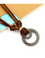 Fashion Coffee Color Alloy Ring Braided Leather Necklace