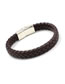 Fashion Brown Braided Leather Bracelet With Alloy Magnetic Clasp