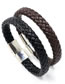 Fashion Brown Braided Leather Bracelet With Alloy Magnetic Clasp
