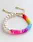 Fashion Set Multicolored Clay Pearl And Gold Bead Beaded Bracelet Set