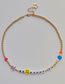 Fashion 1# Beaded Necklace With Gold And Colorful Beads