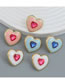 Fashion White Alloy Diamond Drip Oil Heart Stud Earrings