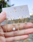Fashion Gold Copper Inlaid Zircon Starburst Pendant Chain Pearl Earring Set Of 6