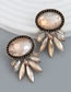 Fashion Gold Alloy Diamond Oval Floral Stud Earrings