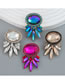 Fashion Blue Alloy Diamond Oval Floral Stud Earrings