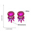 Fashion Rose Red Alloy Diamond Oval Floral Stud Earrings
