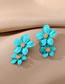 Fashion Blue Flowers Alloy Flower Stud Earrings
