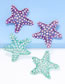 Fashion Purple Alloy Diamond Starfish Stud Earrings