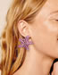 Fashion Purple Alloy Diamond Starfish Stud Earrings
