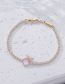 Fashion Gold-pink Copper Inlaid Zirconium Prong Chain Heart Bracelet