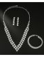 Fashion Two Piece Suit Geometric Rhinestone Earrings Necklace Set