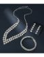 Fashion Three Piece Suit Geometric Rhinestone Earrings Necklace Bracelet Set